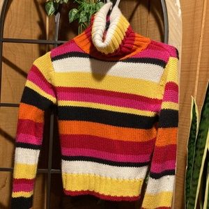 Striped Turtle Neck Fitted Sweater